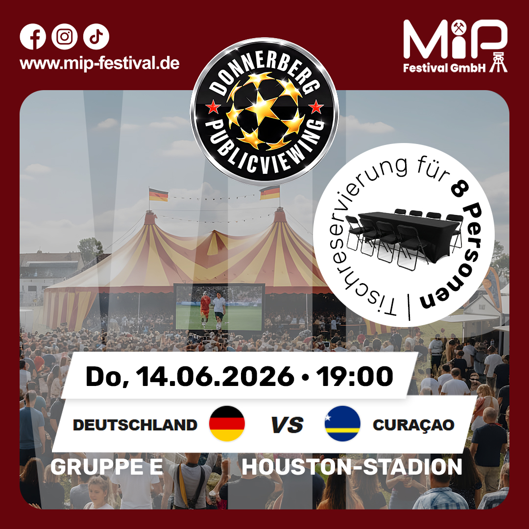 VIP-Tisch | Public Viewing am Donnerberg – Deutschland vs. Curaçao (14.06.2026)